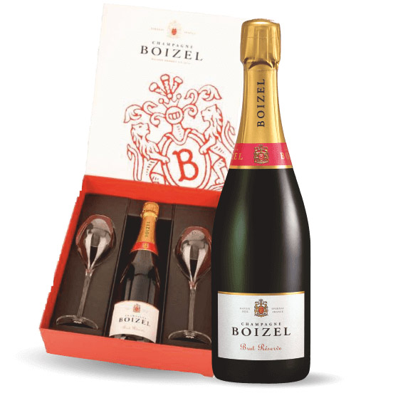 Boizel Brut Reserve 75cl Champagne and Glasses Gift Set